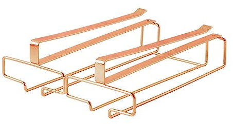 Ioensy Glasses Storage Hanger Hanging Glass Holder Wine Glass Rack Stemware Rack for Cabinet, Rose Gold