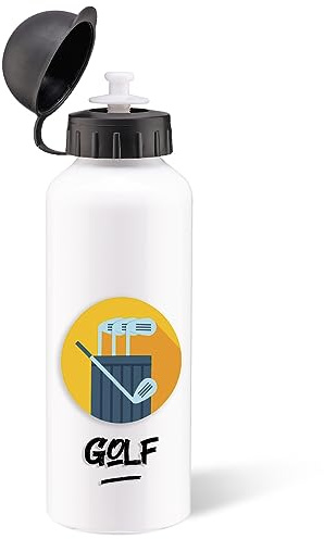 Luigi Collection Gourde Golf Sport 500ml Bouteille d’Eau Aluminium Réutilisable Ecologique avec Tétine. Idée Cadeau Original Humour Homme Femme Enfant Golfeur Copain Collègue Utile Anniversaire Noël