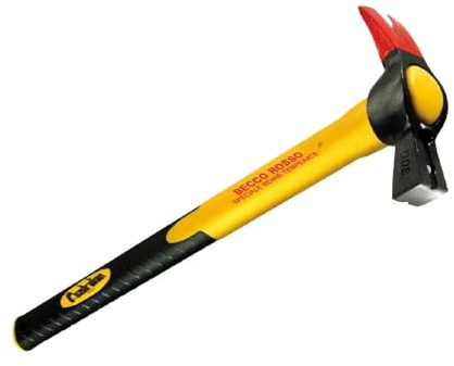 La zappa Martello becco rosso per carpentiere con calamita e manico in fibra di vetro (250 gr/450 mm)