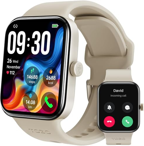 TOZO AMOLED S4 AcuFit One Smart Watch 1.78 Ultra-Clear Screen for Men Women, Call/Answer Fitness Tracker, Sleep Monitor IP68 Waterproof for iOS 11.0+ Android 9.0+ Gold