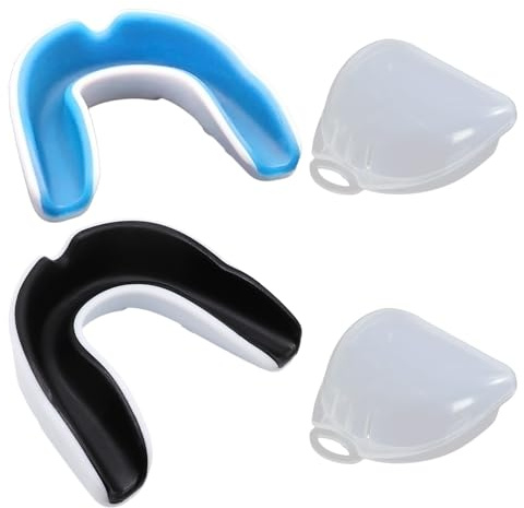 2 protectores bucales deportivos, 2 cajas de almacenamiento, aparatos ortopédicos, protector dental infantil, protección de encías, equipo de protección deportiva, adecuado para boxeo, artes