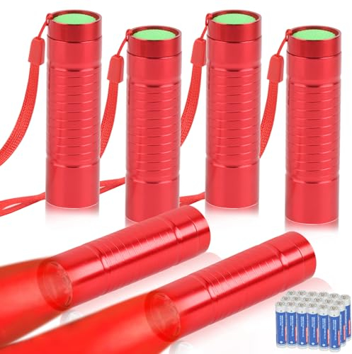 Hilngav 6 Pack Red Light LED Flashlight Mini, Red Flashlight Red Torch for Astronomy, Aviation, Night Observation and More