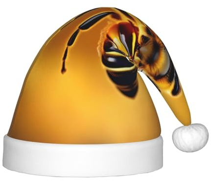 Honey-Bee Festliche Kinder-Weihnachtsmannmütze – eine bequeme, bedruckte Weihnachtsmütze, ideal für Neujahr und festliche Feiertagsfeiern