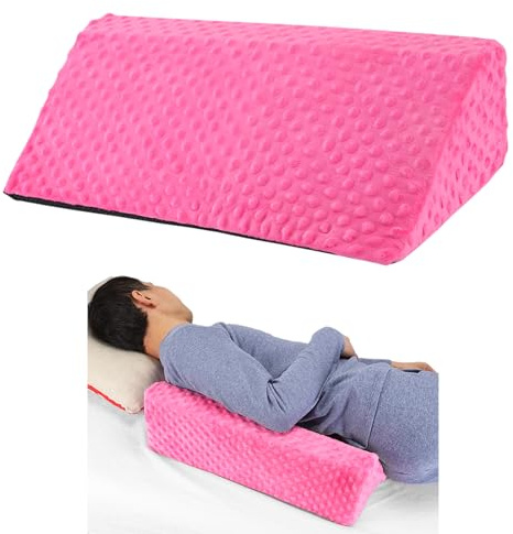 Jacobable Wedge Pillow for Side Sleeping, Body Positioning Foam Wedge Pillow, Side Wedge Pillow for Sleeping Non-Slip Back Positioning Pillow for Bed Sore Wedge (Pink)