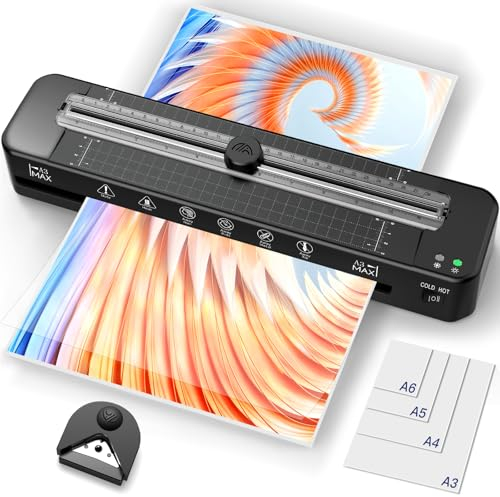Laminiergerät A3, Raycial Laminiergerät mit 20 Laminierfolien für A3/A4/A5/A6, Heiß und Kalt Laminiergerät Set mit Papierschneider und Eckrunde für, A3 Laminiermaschine für Büro, Zuhause, Schule