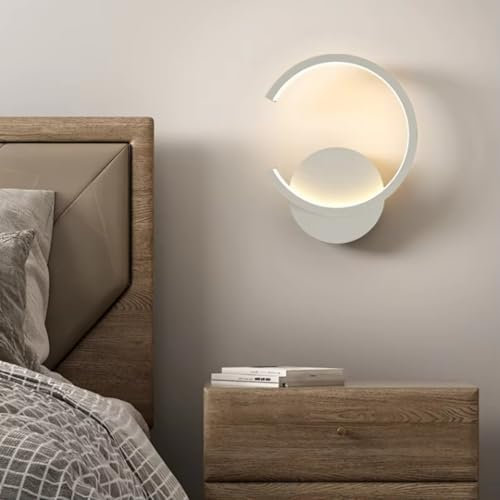 Riserva Applique da Parete Interno, 10W Rotonda Lampada da Parete LED Moderno, 3000K Bianco Caldo lampada da muro in Metallo per Camera da letto, Soggiorno, Corridoio, Scala, Hotel, Caffè, Bianco