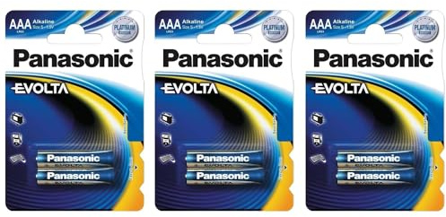 PANASONIC Confezione da 3 blister da 2 batterie alcaline Evolta AAA LR03