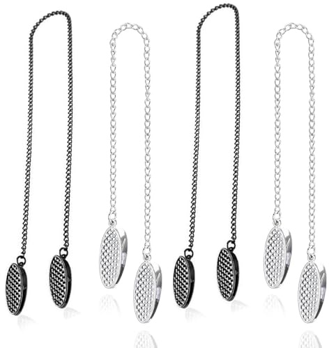 4 Stück Set Serviettenkette, Metall Serviette Klamme, 55cm Edelstahlkette Serviettenhalter, Nackenserviettenhalter, Serviettenhalter Edelstahl, Clip, Lätzchen für Erwachsene, Silber und Schwarz