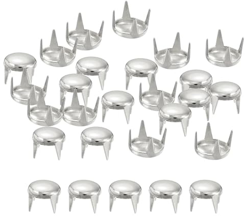 sourcing map 160Pcs Silver Round Dome Rivets, 5mm Brass Spike Studs Spots Punk Rock Nailheads Claw Beads for DIY Clothes Belt Bag Shoes Bracelet Leather Craft