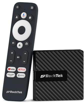 RockTek GB1 (TVDongle) Google TV 4K UHD Streaming Dongle, HDR Dolby Vision Atmos, Voice Remote, Netflix, Prime Video, Disney+, Max, Hulu, Apple TV+, Live