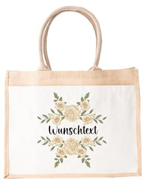 LIEBTASTISCH - Nachhaltige Jutetasche - Personalisierte Tasche mit Wunschtext - Geschenk - Einkaufstasche - Geburtstagsgeschenk (M - 30x30x19 cm)