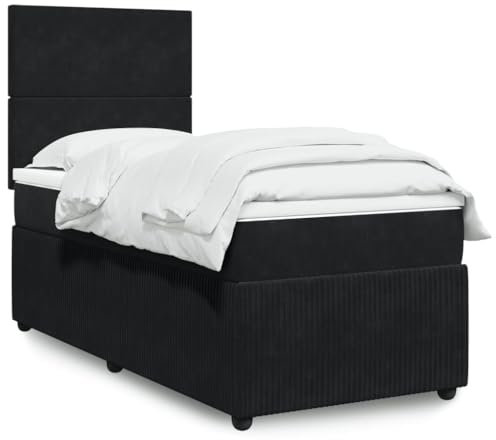 qohoio Boxspringbett mit Matratze Schwarz 80x200 cm Betten Bett Mit Matratze Bett Boxspringbett Schlafzimmer MöBel Samt - 3294486