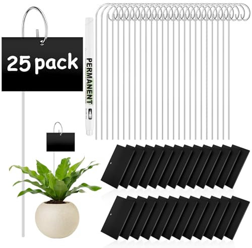 25Pcs Rectangular Plant Labels,Garden Labels Stakes with Pen Plant Markers,Metal Plant-s Tags and Labels Garden Markers for Seedlings Herbs Vegetable Greenhouse Gifts Potted Plants for Outdoor Gardens