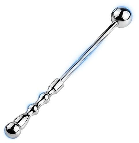 BDSMJOY 2-in-1 Butt Plug Metal for Women Men,235mm Anal Plug with Anal Balls, Butt Training,Vagina Prostate Stimulate Anal Trainer Toys Fetish Kinky Sex Love Tools Massager (S)