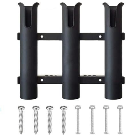 Vertical Fishing Rod Storage Holder Outdoor Fishing 3-Link Pole Mount Compression Resistance Bracket Rack For Boat(Black)