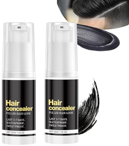 Qixfyze Hairfillup Hair Concealer Schwarz, Hair Fill Up Haar Concealer Männer, Wasserfest Haare Auffüllen Temporärer Grau Concealer Spray, Schweißfester Ansatz-Abdeckung(2PACK)