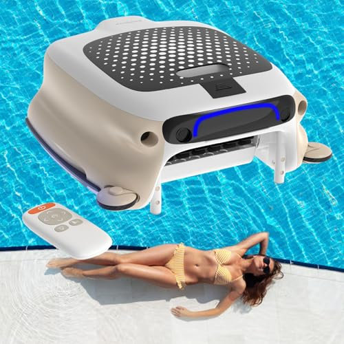 TBANVOO Robot Skimmer para Piscinas, Skimmer Robótico con Fuente de Alimentación 7800mAh, Skimmer Automático de Motores Gemelos, Aspiradora para Piscinas con 3 Modos de Trabajo