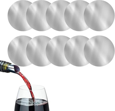 DaiUni Wine Pourer Slice Alluminio.10 Pezzi Versatore di Vino Salvagoccia Riutilizzabile.per Bottiglie di Vino, per Feste, Compleanni, Matrimoni