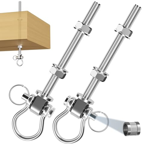 EFEALL Schaukelhaken Lager, 2 Stück M10×180 mm Edelstahl 680 kg Tragkraft | Edelstahl Schaukel Befestigung für Hängematte, Schaukelgestell, Hängesessel, Durchschraubmontage an Holz- & Metallbalken