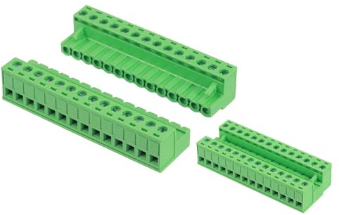 sourcing map 14 Pin 5mm 0.2 Pollici Passo PCB Mount Vite Morsettiera Connettore Maschio Femmina, Verde