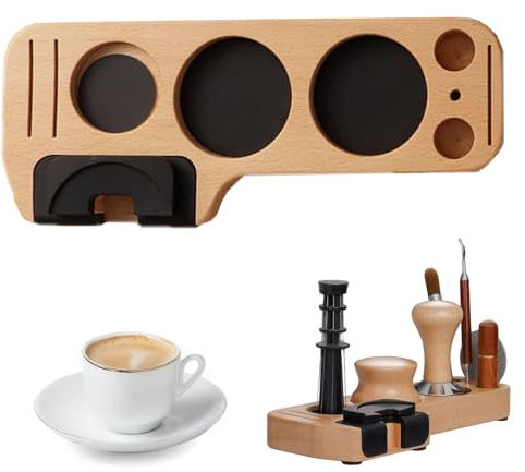 MOMAHUA Coffee Tamper Station de madera, 3 variantes: Sapele, haya, nogal (haya)