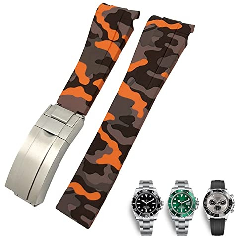 20mm 21mm Rubber Watch Strap Fit for Submariner Daytona GMT Hamilton Curved end Sport Watchband