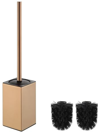 BGL Scopino per WC quadrato in oro rosa | Porta scopino in acciaio inox con supporto igienico | antiruggine ed elegante per bagno e hotel