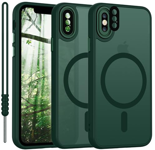 YUANDMI für iPhone X/XS Hülle kompatibel mit MagSafe, Handyhülle für iPhone XS Magnetisch Matte Touch, rutschfest Kratzfest Schutz Stoßfest Hülle Matt Grün