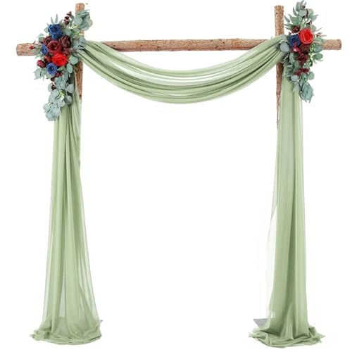 GIYXHU Tessuto per Drappeggio dell'Arco Nuziale 1PC Archi di Nozze Tende in Tessuto Chiffon Matrimonio Stage Sfondo Tetto Decorazione del soffitto da(Grey-Green)