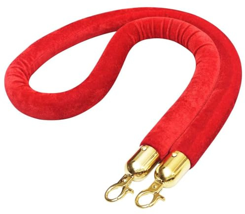 Mokuyary Cordon pour système de guidage des personnes - Rouge et doré - Corde de barrière en velours pour hôtels, clubs et événements