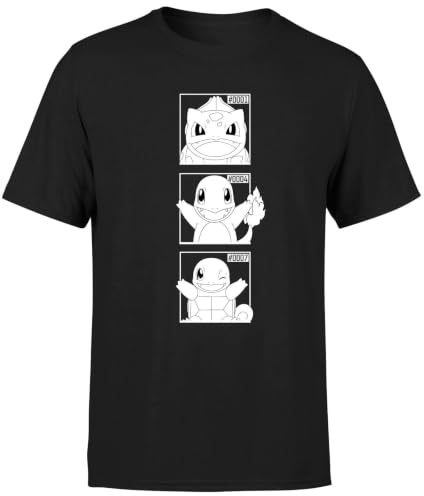 Pokemon Generation 1 Monochrome Starters Men's T-Shirt - Black