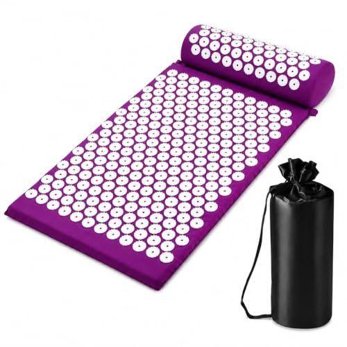 Acupressure Mat with Pillow Set, Spike Massage Mat and Acupressure Rings for Back, Neck, Shoulder Pain Relief Muscle Relaxation & Stress Reduction Relief