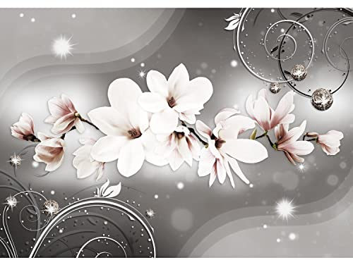 Runa Art Fototapete Blumen Magnolien 352 x 250 cm Vlies Tapeten XXL Moderne Wandtapete Wohnzimmer Schlafzimmer Schwarz Weiss 9234011a