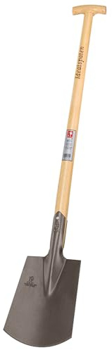 IDEAL-Bauspaten Bremer Form | für sandige & lehmige Böden | gestrahlter Doppelfederspaten, selbstschärfend, ohne Tritt, Eschen-T-Stiel 85 cm