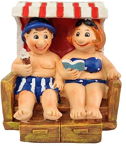 Dio Figur Strandkorbpärchen aus Polyresin, Dekofigur.