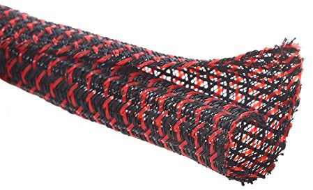 Alex Tech 10ft - 1/4 inch Cord Protector Wire Loom Tubing Cable Sleeve Split Sleeving for USB Cable Power Cord Audio Video Cable – Protect Cat from Chewing Cords - Blackred