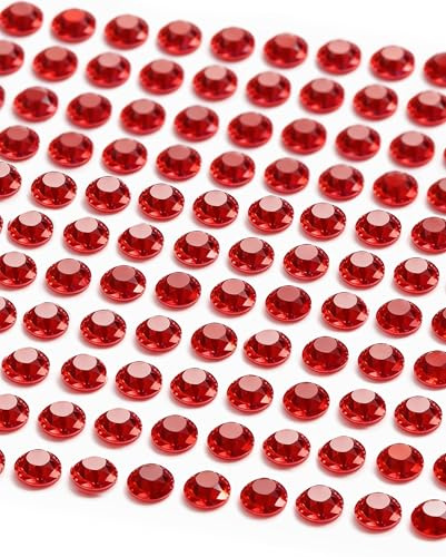 MOVOJA Rote Glitzersteine Selbstklebend - 1200 Stk 3 mm | Klebe Selbstklebend Kinder Kristall Edelsteine Zum Basteln Glitzerklebebilder Bastelsachen Sticker Glitzersteine