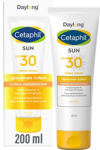 CETAPHIL SUN Liposomale Sonnenlotion SPF 30, 200ml, Dermatologischer Sonnenschutz für trockene, empfindliche Haut, Sofortiger & hochwirksamer UVA- & UVB-Schutz, Extra wasserresistent, Ohne Dufstoffe