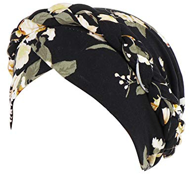 TININNA Mütze aus Baumwolle, Turban, Chemio-Mütze, Hijab, Schal, für die Chemotherapie bei Haarausfall, verursacht durch Krebs, Schwarz