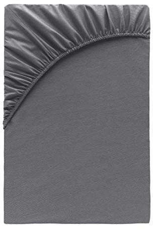 Class Home Collection Spannbettlaken 90x200cm - 100x200cm Jersey Baumwolle Anthrazit