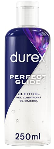 Durex Perfect Glide Gleitgel - Für lange Gleitfähigkeit, geeignet für vaginale Trockenheit - Silikonbasiertes Gleitmittel, Kondom-geeignet, seidig-weiche Textur – 250 ml