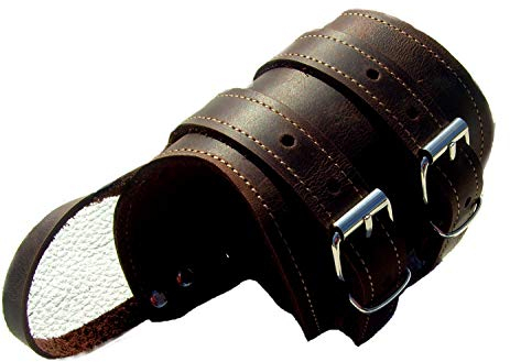 Lederarmband mit Daumenschlaufe RECHTS für Umfang 15-19 cm Lederfarbe dunkelbraun Handgelenk-Stütze Lederbandage