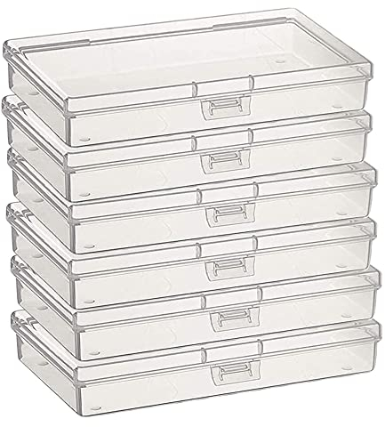 Gebildet 6Pcs Clear Rectangular Plastic Containers Storage Box Case with lid for Tiny Bead, Pills, Herbs, Craft Items, Jewellery