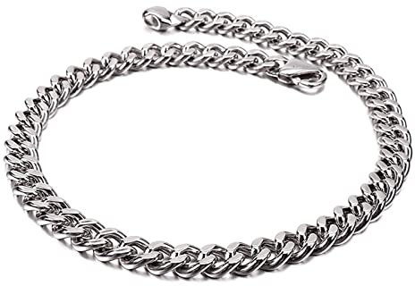 Whoiy Premium Halskette für Herren in Edelstahl, Panzerkette Bikerschmuck Tolles Geschenk für Männer, 45cm Länge, Silber