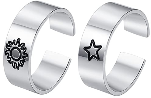 JewelryWe Schmuck Herren-Ring Retro Spielkarten Flush Poker Karten Ring Biker Offen Band Bandring mit Gravur Silber Verstellbar Größe 57-65