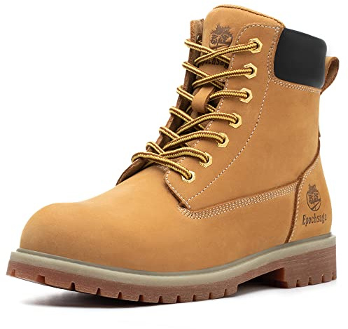 Epochsaga Soft Toe clásico actualizado botas de trabajo para hombres y mujeres,impermeable cuero de grano completo comodidad (Tan, Adulto, Hombre, 44, Números, Sistema tallas calzado EU, mediano)