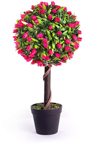 Best Artificial 60 cm tulipano palla albero pianta giardino tropicale interno ed esterno (rosa)