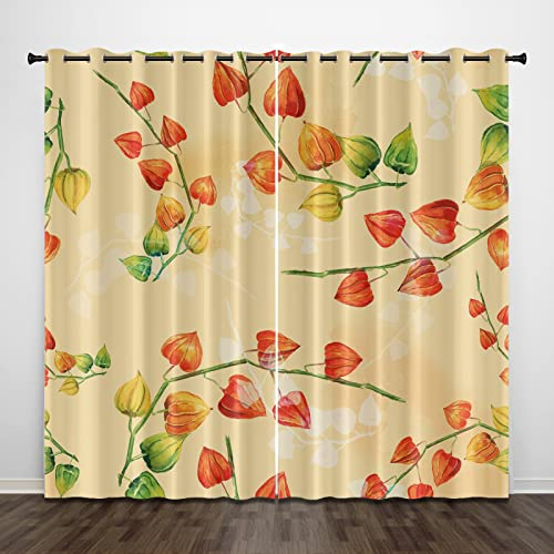 Verdunklungsvorhänge Orange Gelb Rot Scheibengardinen Weich Vorhänge Wohnzimmer Vorhänge Schlafzimmer Vorhang Blickdicht Vorhang Schallschutz Scheibengardine Gardine 2x140x240cm
