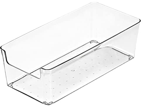 VALINK Clear Plastic Drawer Organiser Trays Desk Versatile Kitchen Drawer Organiser Storage Tray, Make up Organiser, Clear Dividers Storage Bins, for Kitchen Bedroom Bathroom Small Long Box