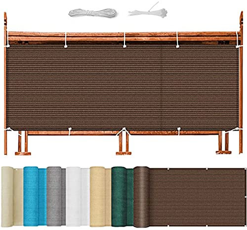 Balkonabdeckung 120 x 200 cm UV-Schutz 100% Privatsphäre Sichtschutz Balkon Ohne Bohren mit Ösen Nylon Kabelbinder und Kordel für Balkongeländer Garten, Taupe